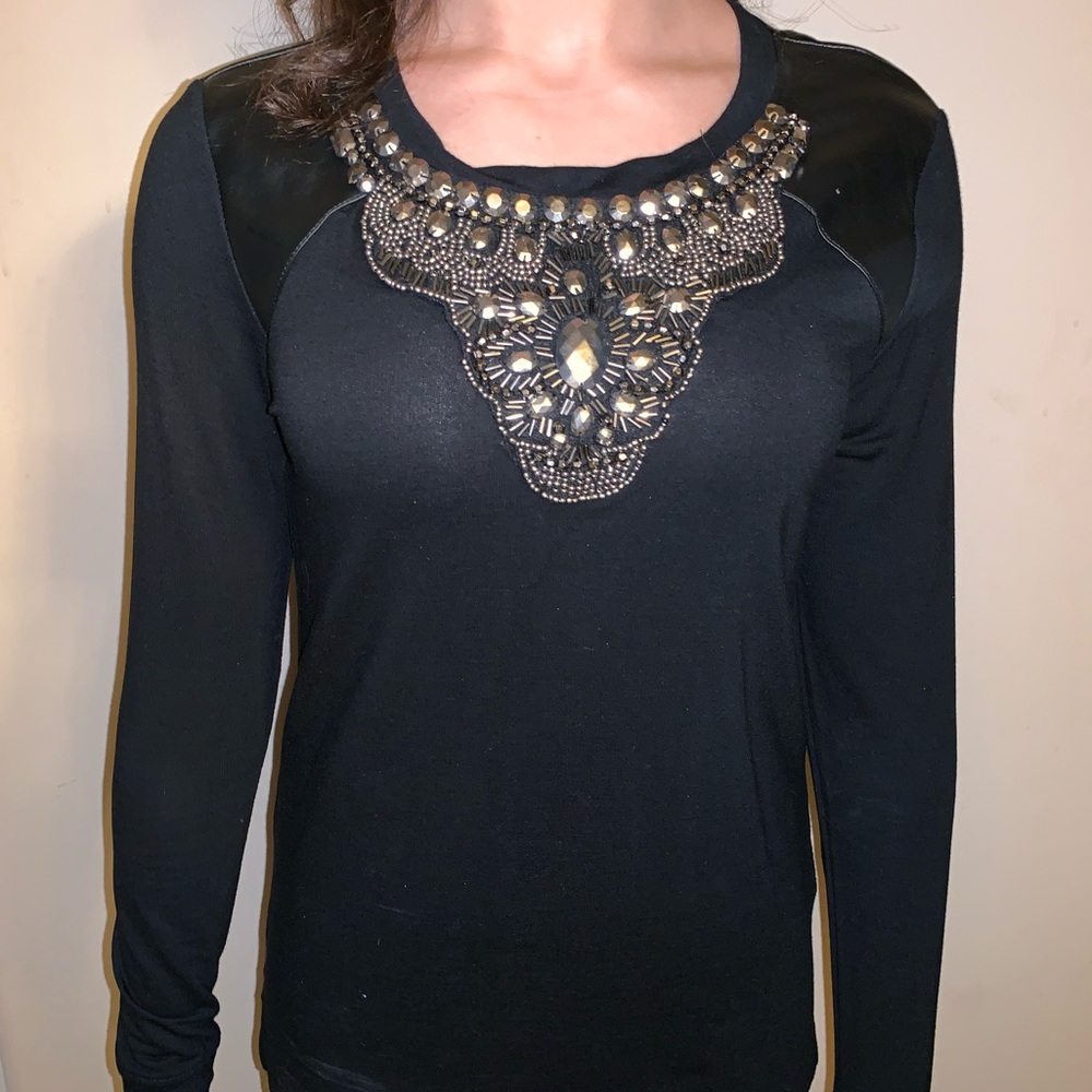 Black shirt with beading